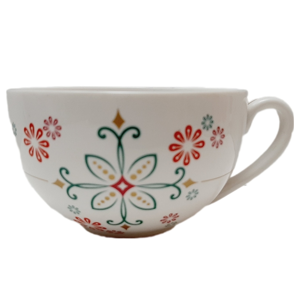 🍒 STARBUCKS 2006 Folk Snowflake Christmas Holiday Coffee Mug 8oz